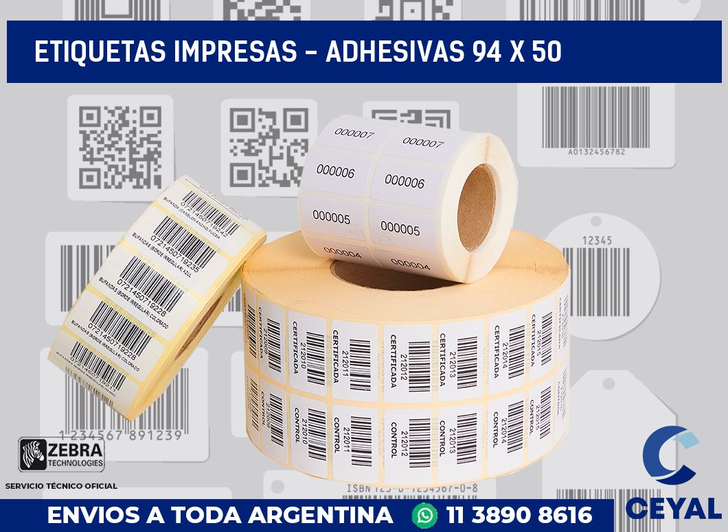 etiquetas impresas - Adhesivas 94 x 50