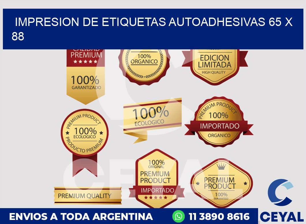 impresion de etiquetas autoadhesivas 65 x 88