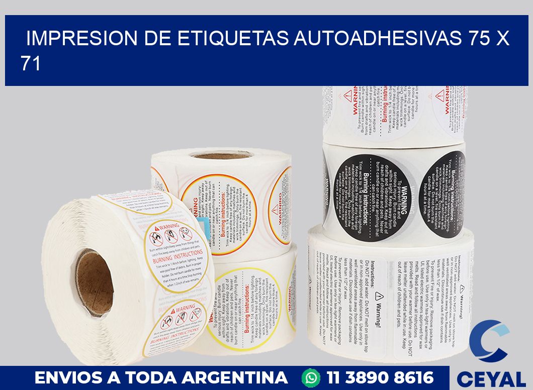 impresion de etiquetas autoadhesivas 75 x 71