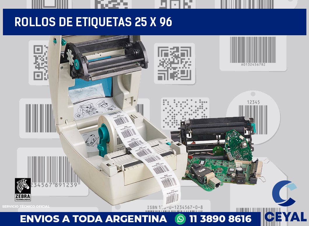 rollos de etiquetas 25 x 96