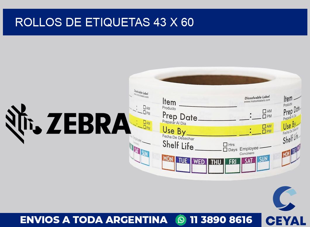 rollos de etiquetas 43 x 60
