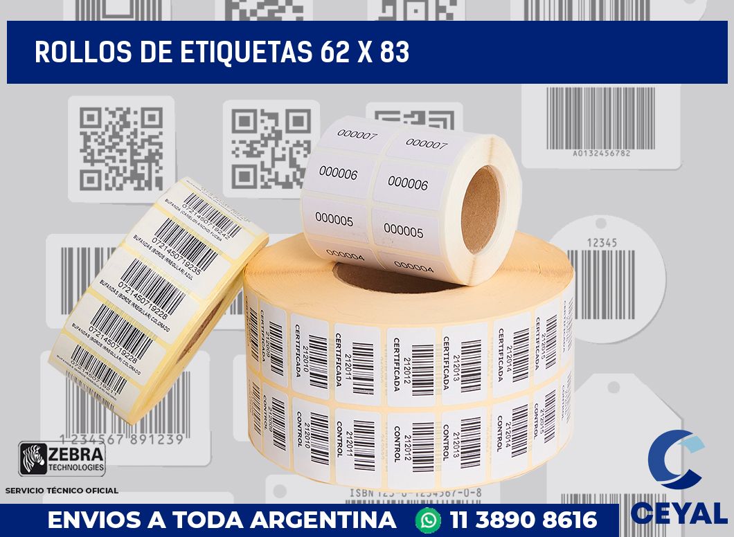rollos de etiquetas 62 x 83