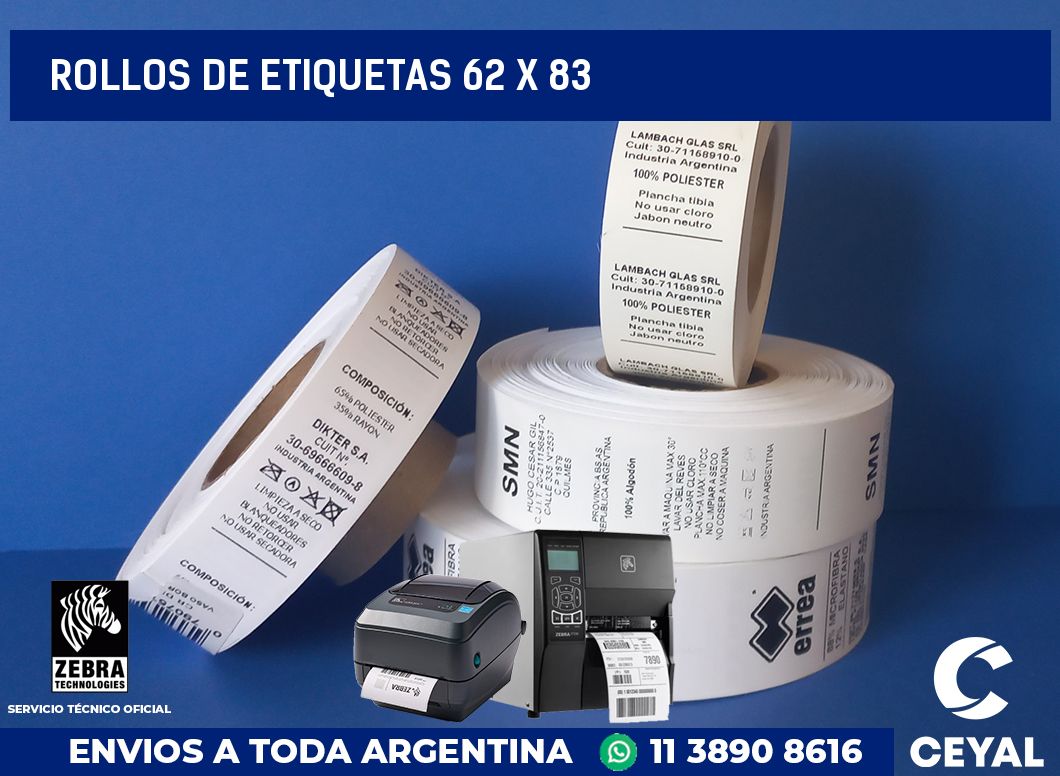 rollos de etiquetas 62 x 83