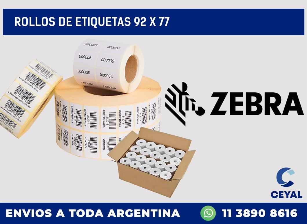 rollos de etiquetas 92 x 77