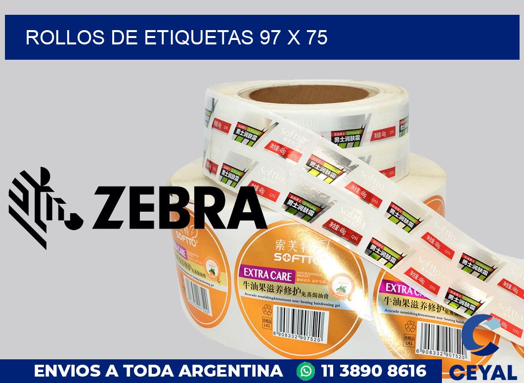 rollos de etiquetas 97 x 75