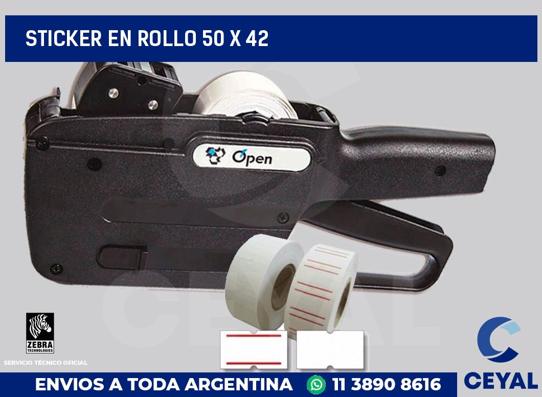 sticker en rollo 50 x 42