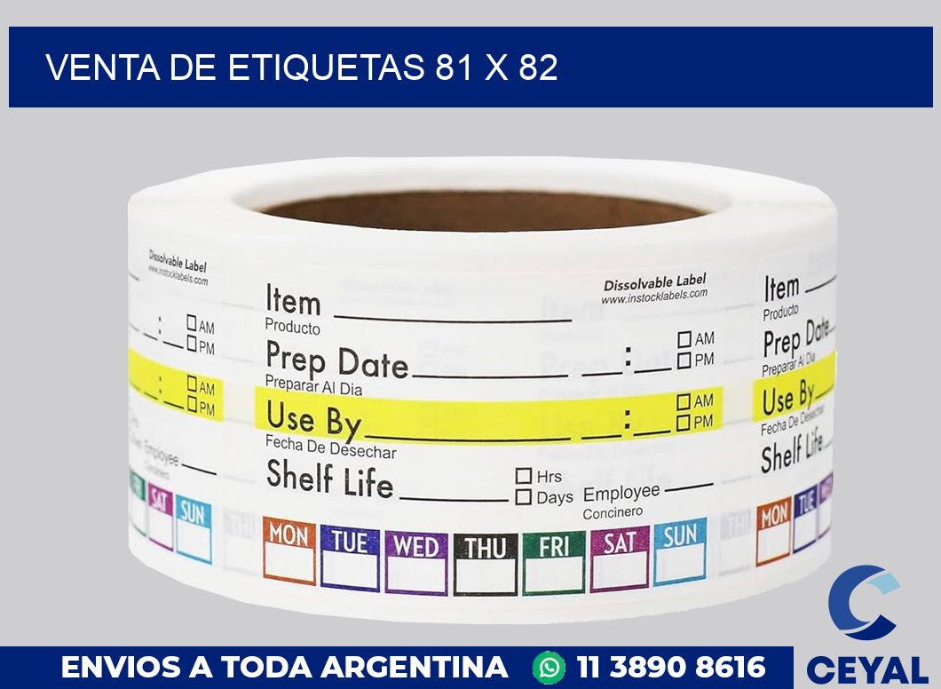 venta de etiquetas 81 x 82