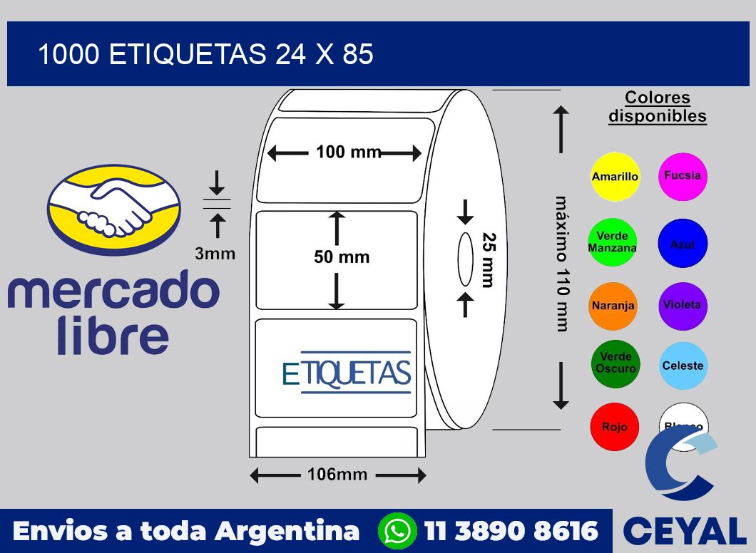 1000 etiquetas 24 x 85