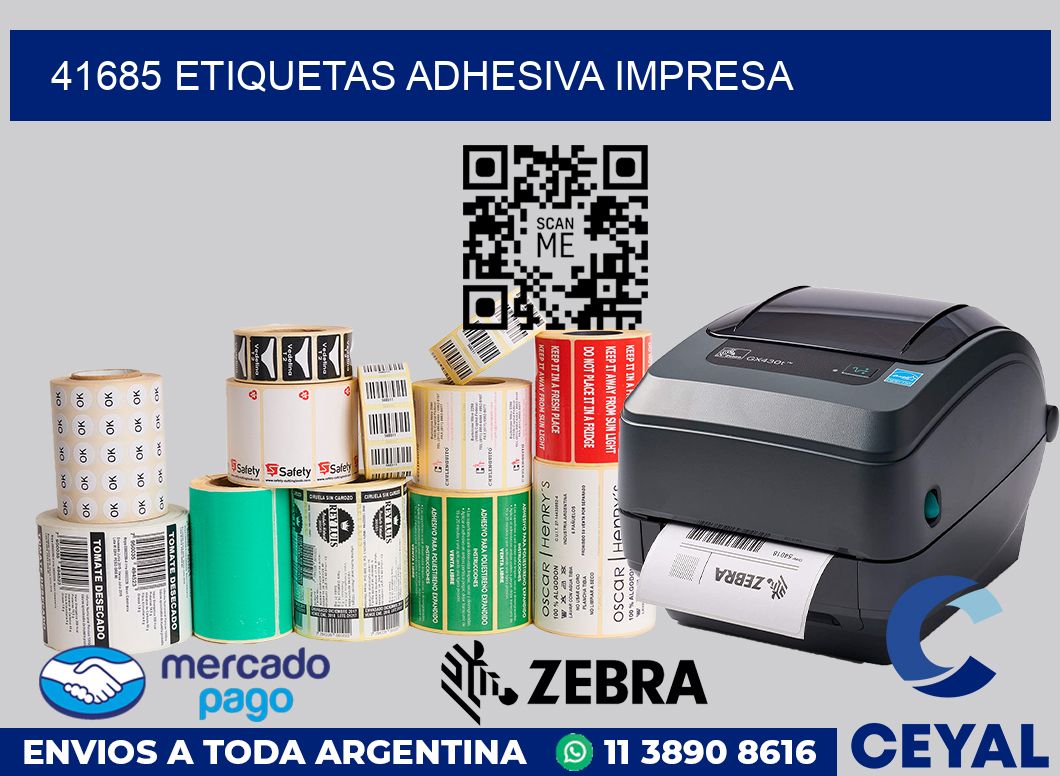 41685 etiquetas adhesiva impresa