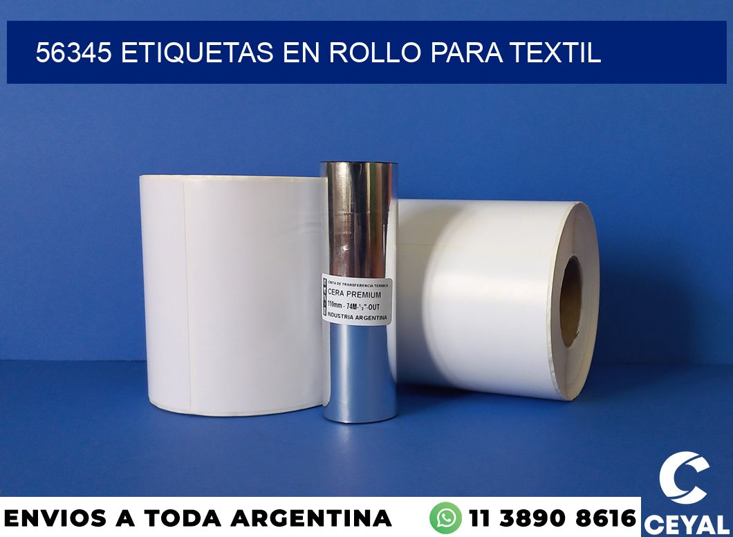 56345 etiquetas en rollo para textil