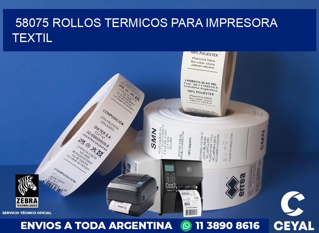 58075 rollos termicos para impresora textil
