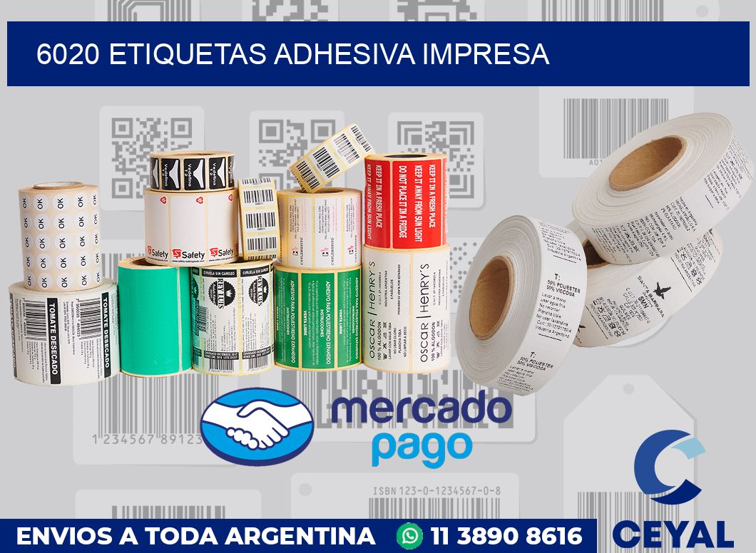 6020 etiquetas adhesiva impresa