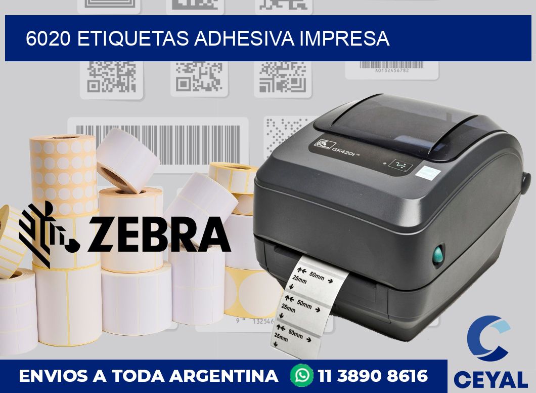 6020 etiquetas adhesiva impresa