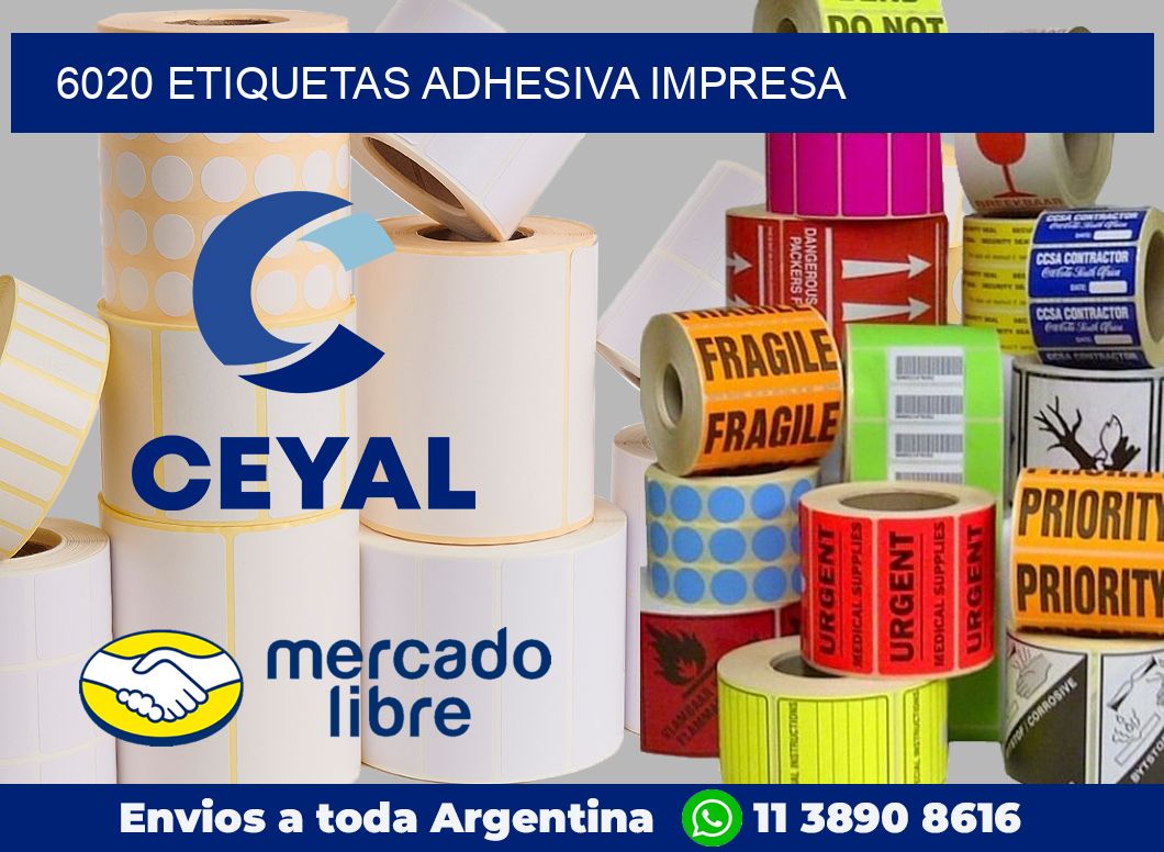 6020 etiquetas adhesiva impresa