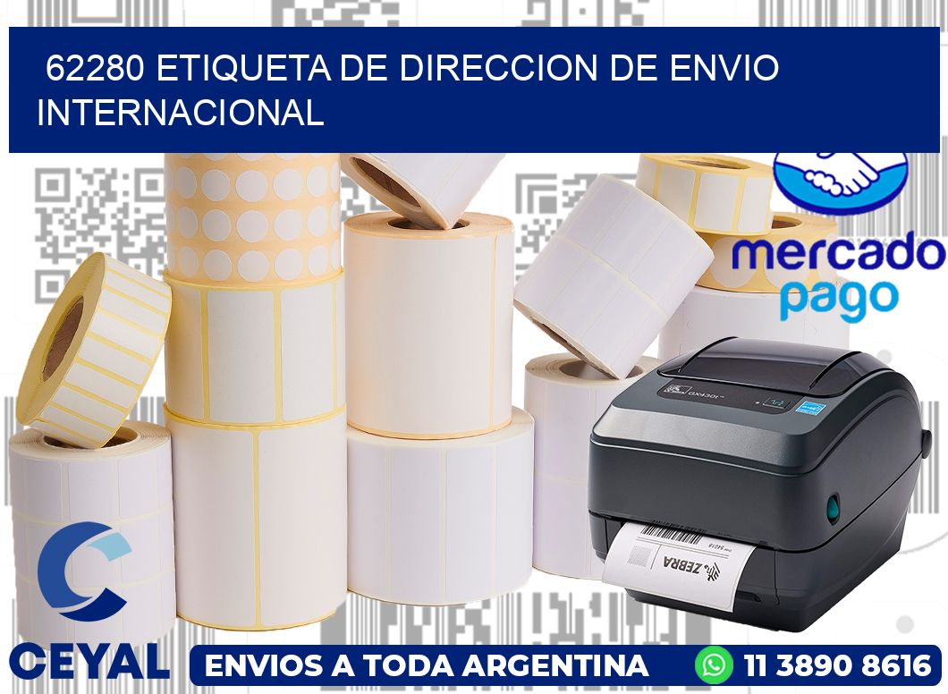 62280 Etiqueta de direccion de envio internacional