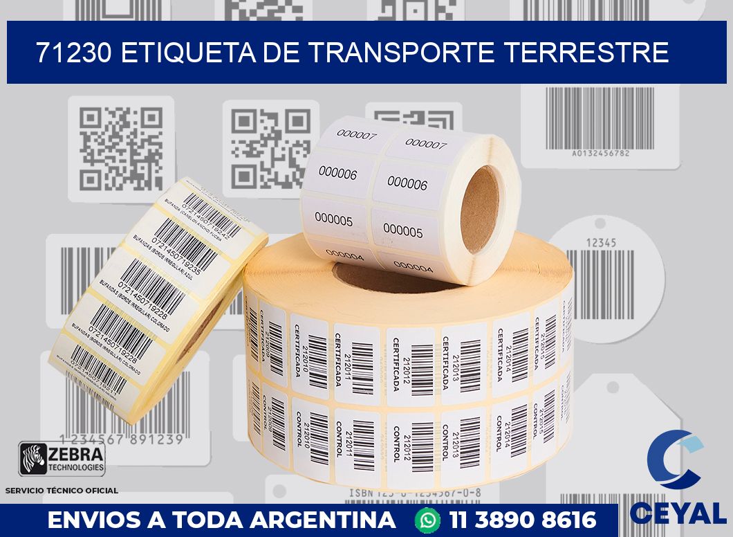 71230 Etiqueta de transporte terrestre