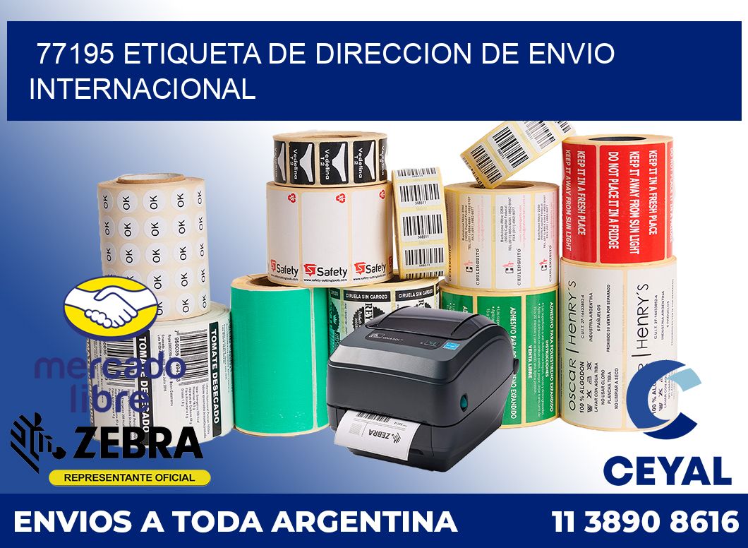 77195 Etiqueta de direccion de envio internacional
