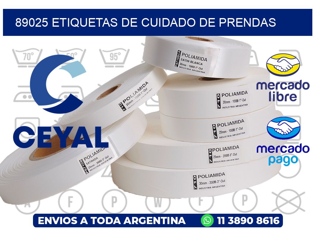 89025 Etiquetas de cuidado de Prendas