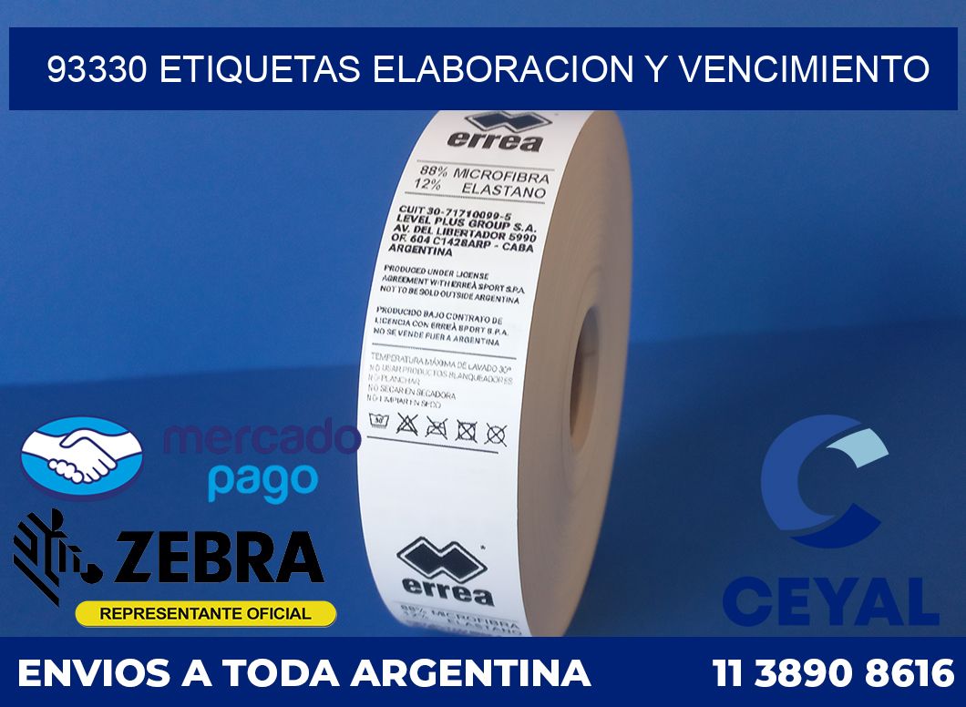 93330 Etiquetas elaboracion y vencimiento