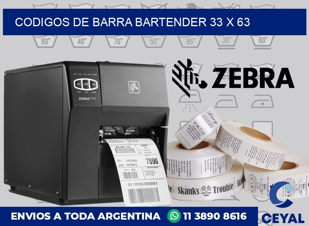 Codigos de barra Bartender 33 x 63