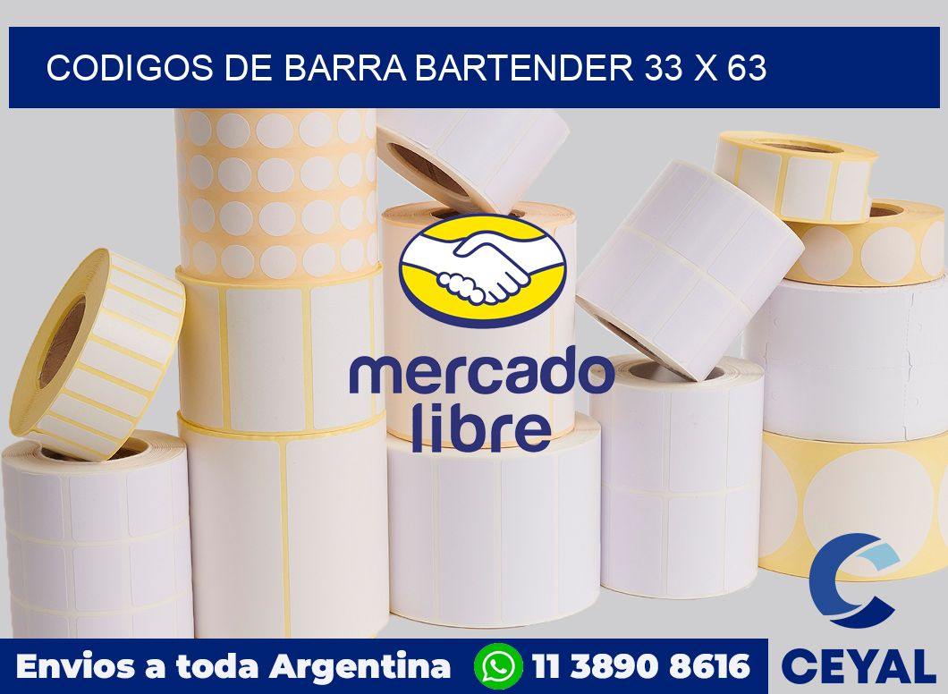 Codigos de barra Bartender 33 x 63