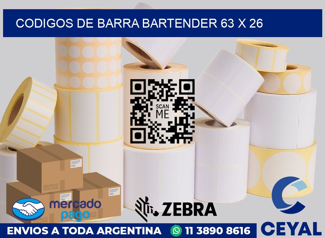 Codigos de barra Bartender 63 x 26
