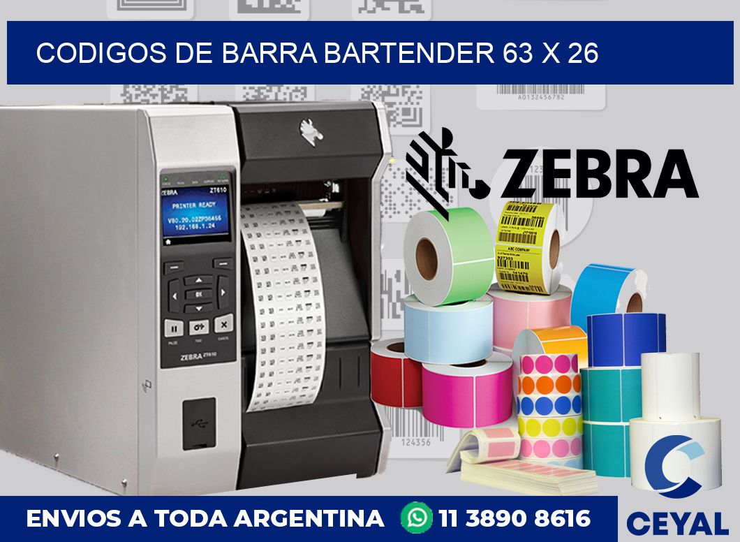 Codigos de barra Bartender 63 x 26