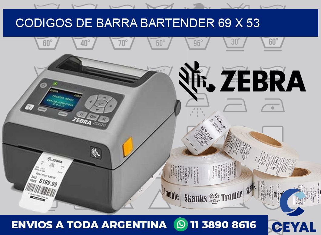 Codigos de barra Bartender 69 x 53