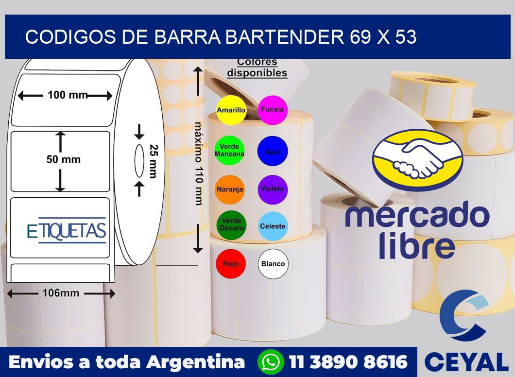 Codigos de barra Bartender 69 x 53