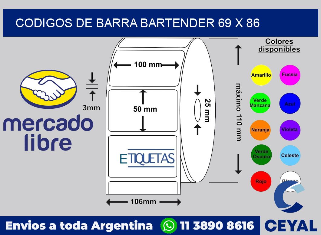 Codigos de barra Bartender 69 x 86
