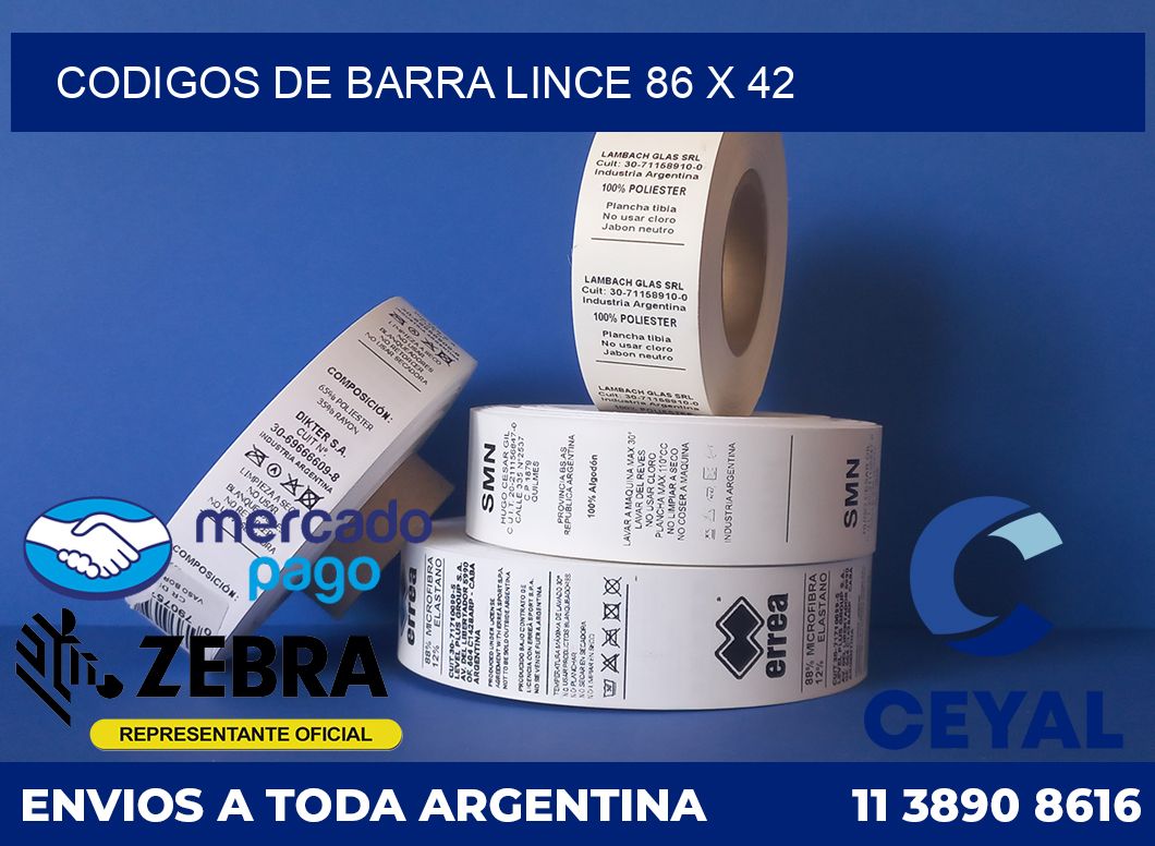 Codigos de barra Lince 86 x 42