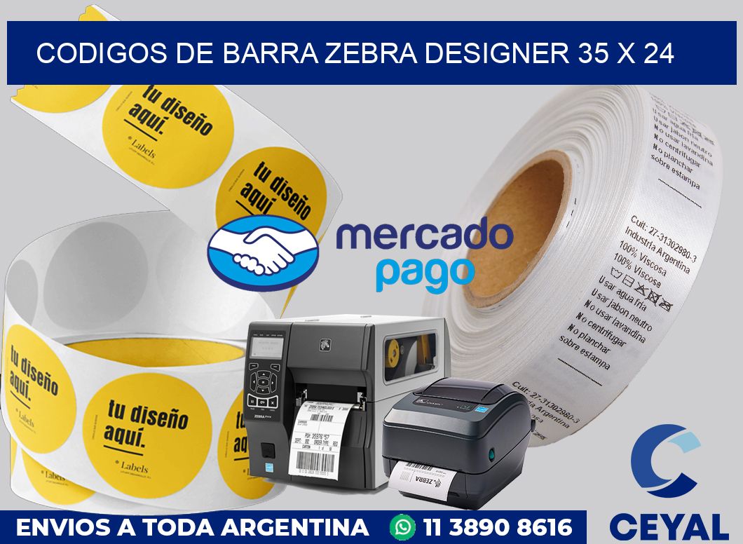 Codigos de barra Zebra designer 35 x 24