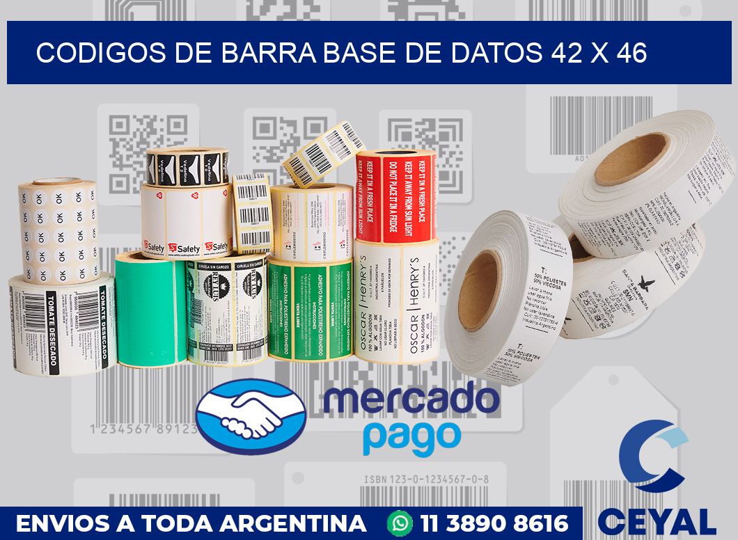 Codigos de barra base de datos 42 x 46