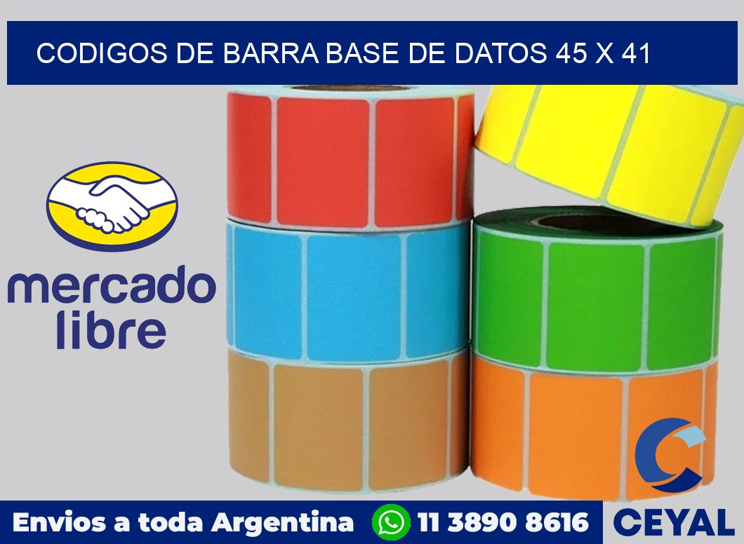 Codigos de barra base de datos 45 x 41