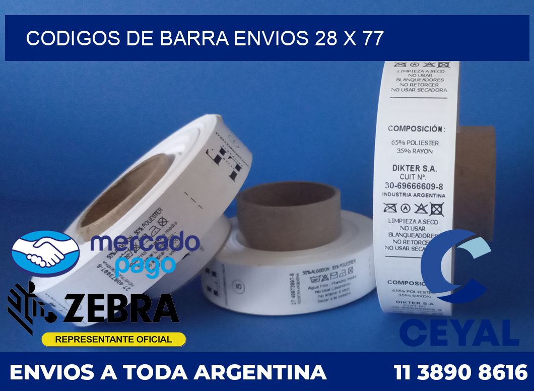 Codigos de barra envios 28 x 77