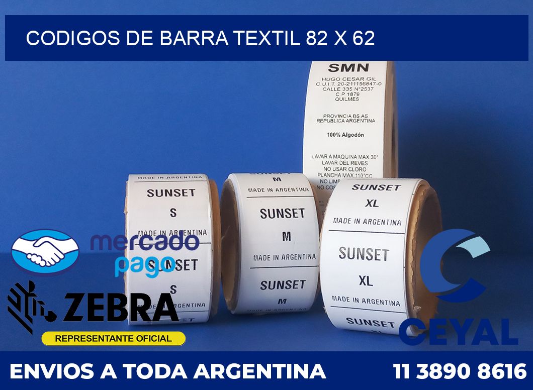 Codigos de barra textil 82 x 62