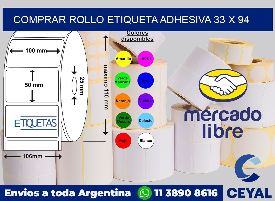 Comprar rollo etiqueta adhesiva 33 x 94