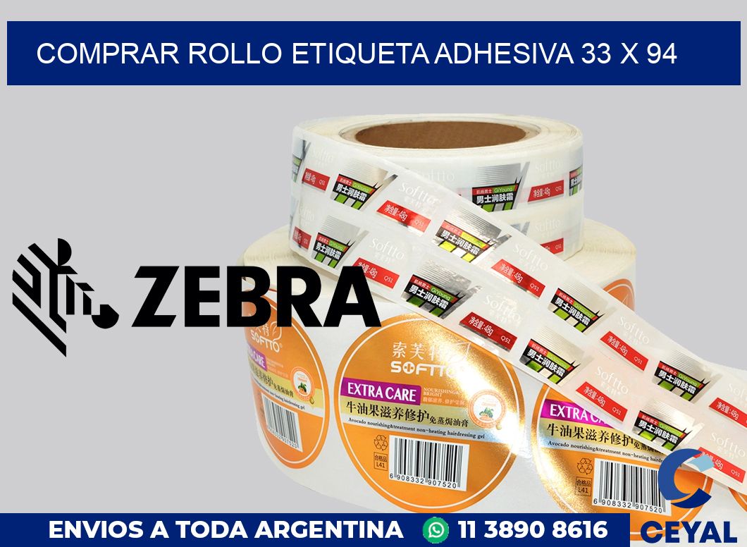 Comprar rollo etiqueta adhesiva 33 x 94