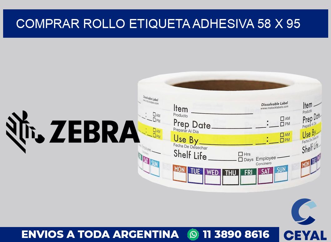 Comprar rollo etiqueta adhesiva 58 x 95