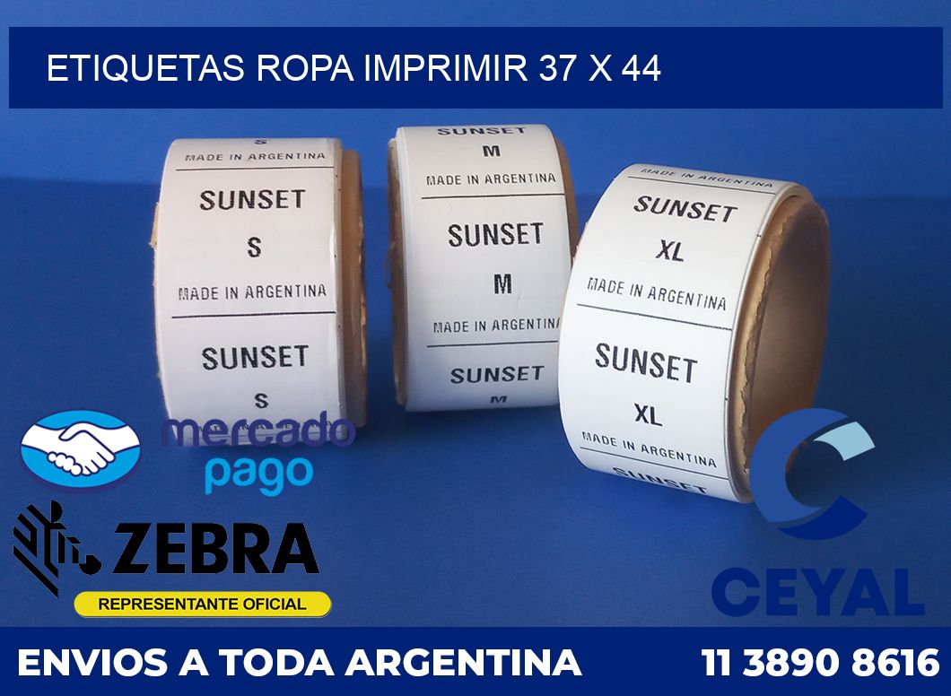 Etiquetas ropa imprimir 37 x 44