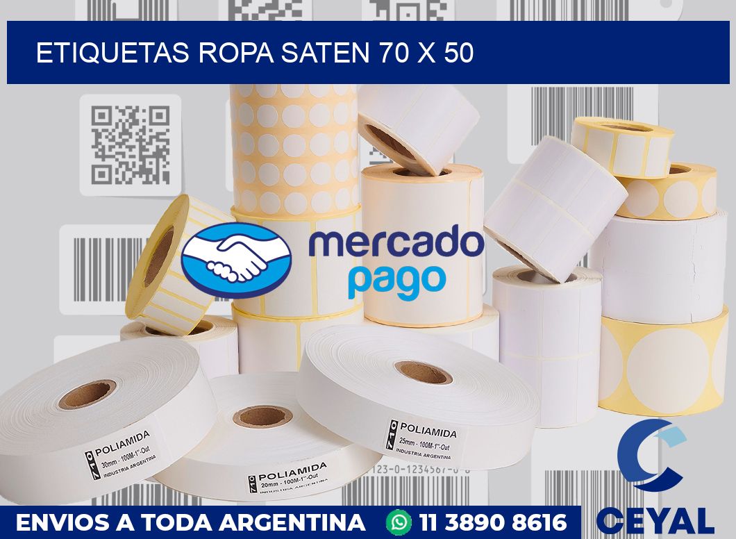 Etiquetas ropa saten 70 x 50