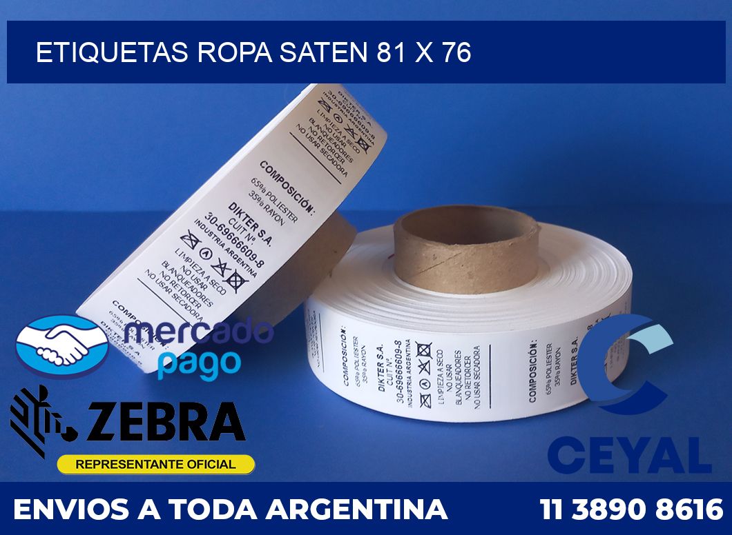 Etiquetas ropa saten 81 x 76