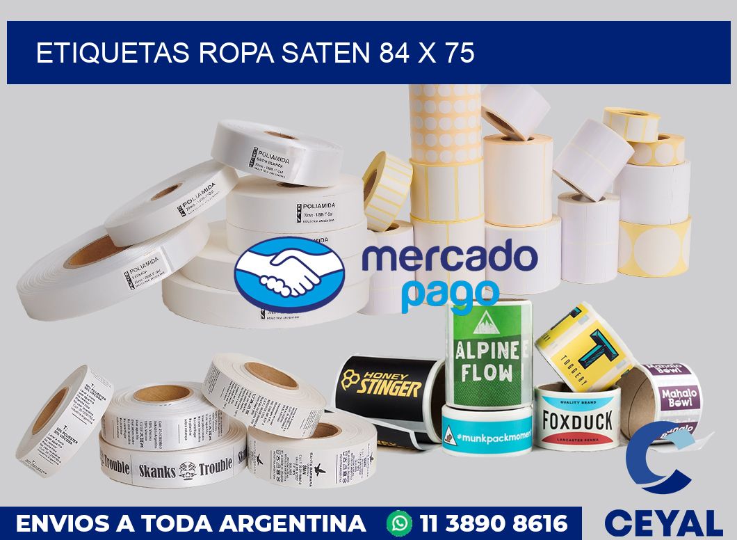 Etiquetas ropa saten 84 x 75
