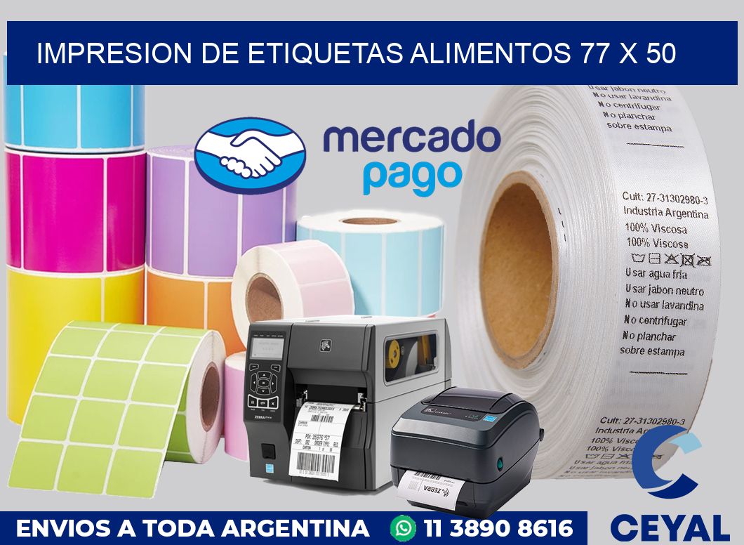Impresion de etiquetas alimentos 77 x 50