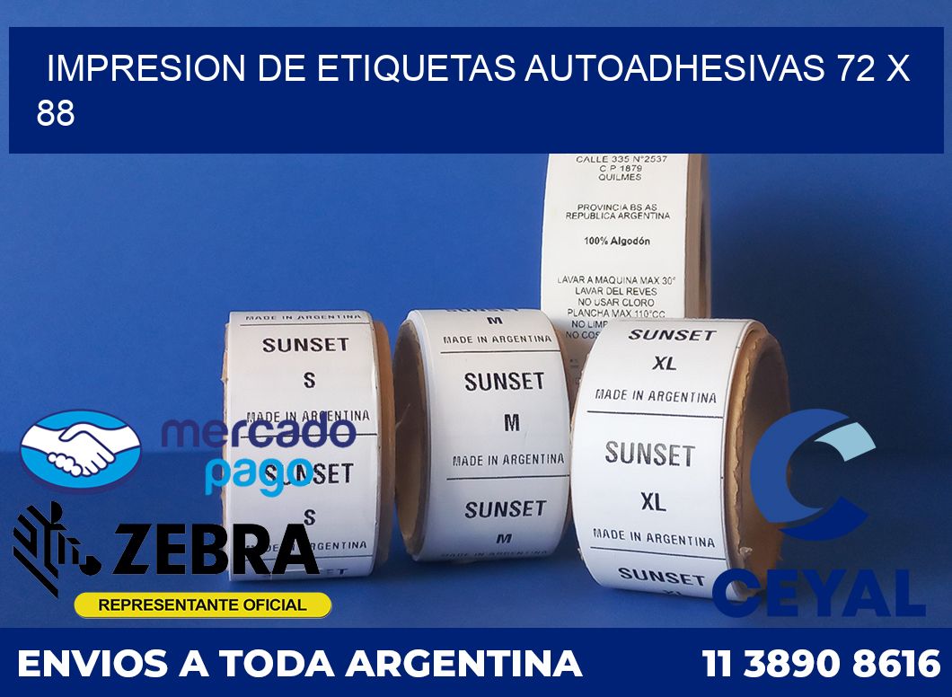 Impresion de etiquetas autoadhesivas 72 x 88