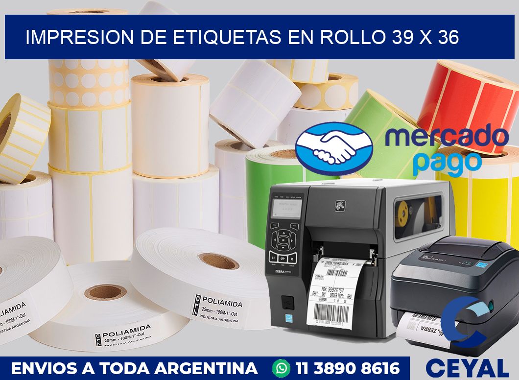 Impresion de etiquetas en rollo 39 x 36