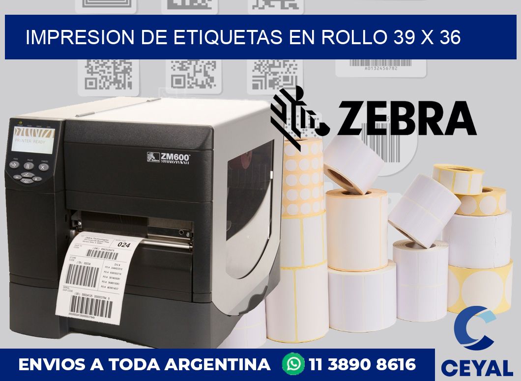 Impresion de etiquetas en rollo 39 x 36