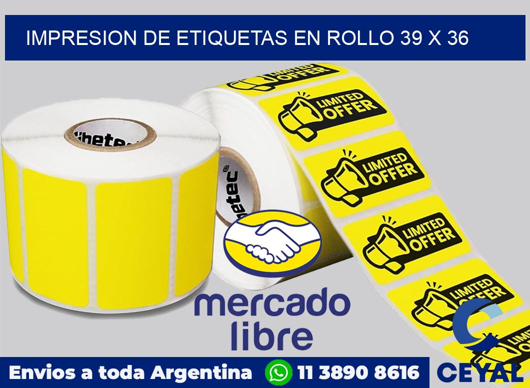 Impresion de etiquetas en rollo 39 x 36