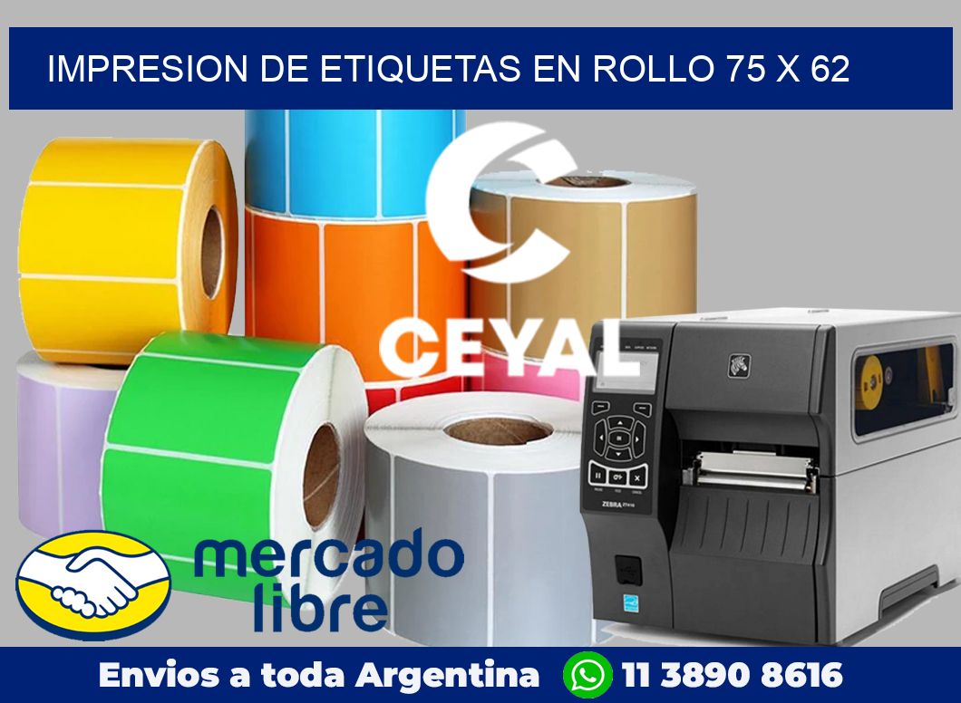 Impresion de etiquetas en rollo 75 x 62