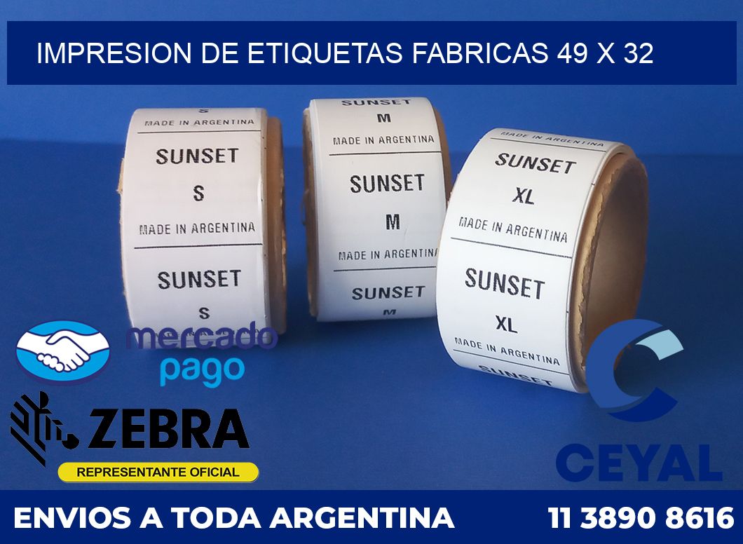 Impresion de etiquetas fabricas 49 x 32